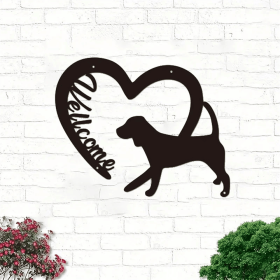 CIFbuy Rustic Farmhouse Metal Welcome Sign with Heart and Dog Cutouts for Porch Garden Yard Decor(TikTok, temu pick-up service)